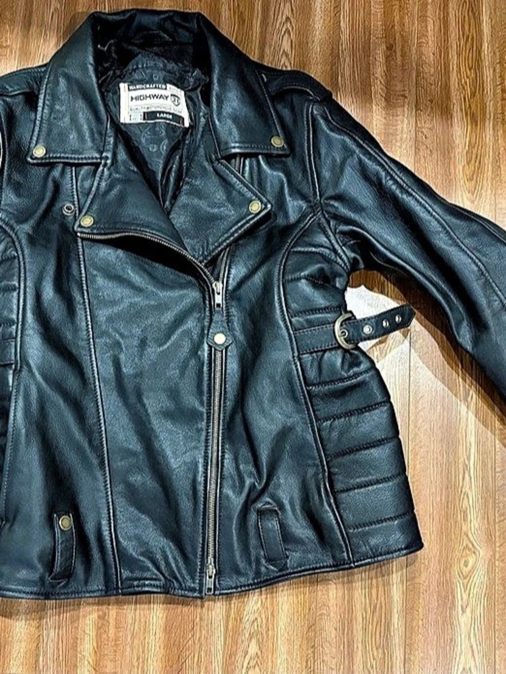 Highway 21 Women's Pearl Jacket Leather Moto Jacket Black Large